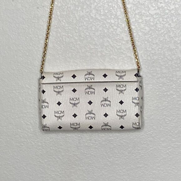 MCM Women’s White All Over Logo Print Shoulder Bag - Picture 8 of 14